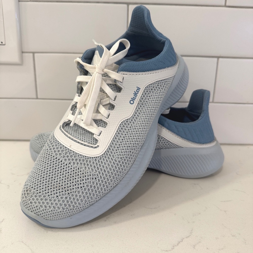 OluKai Island Hopper Womens Sneakers Blue Knit Athletic Shoes 20526-ELBQ Size 8